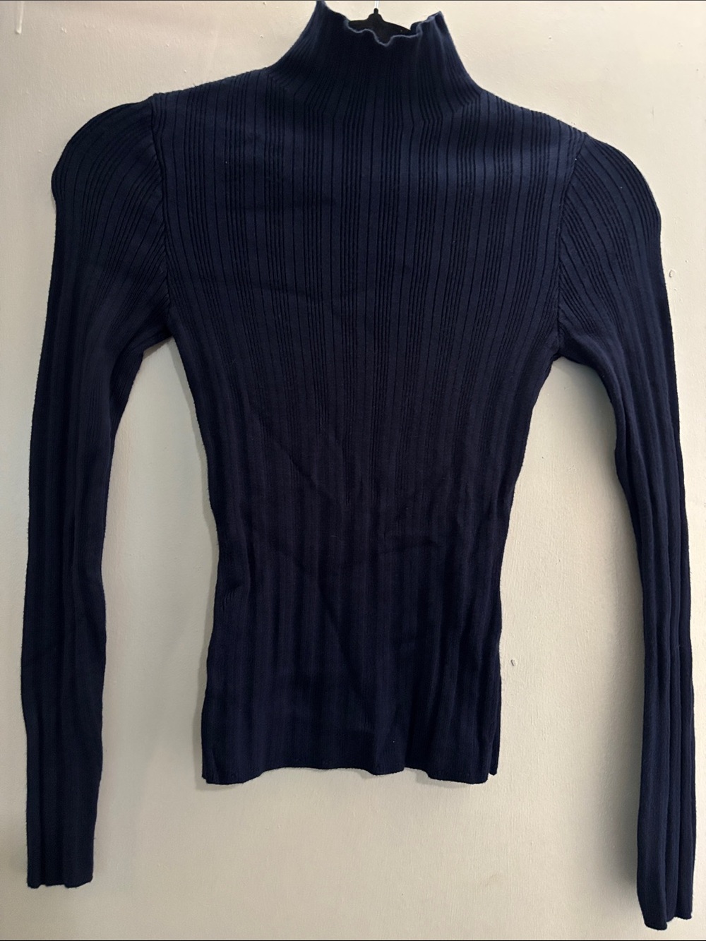 Abercrombie & Fitch Navy Ribbed Mock Neck Long Sleeve Top